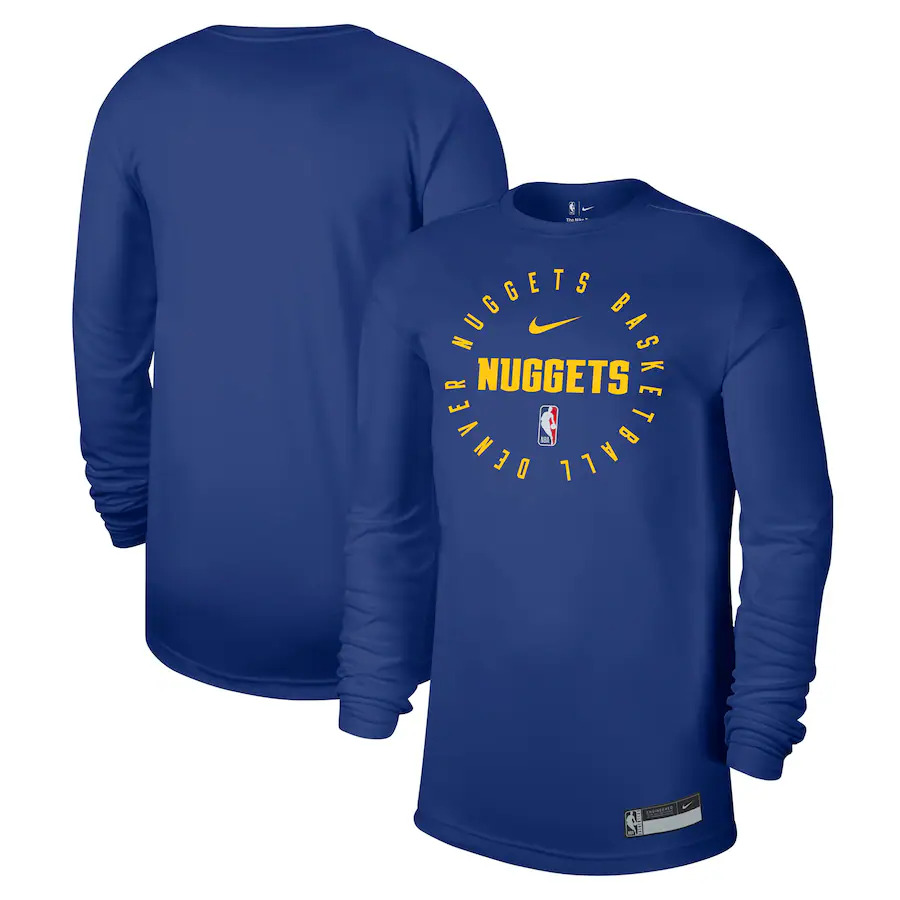 Men's Denver Nuggets Navy 2024/25 Legend On-Court Practice Long Sleeve T-Shirt